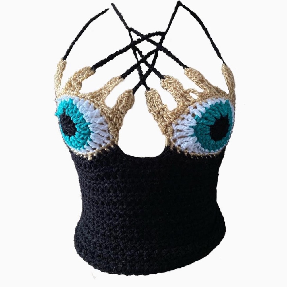 Evil eye crochet top